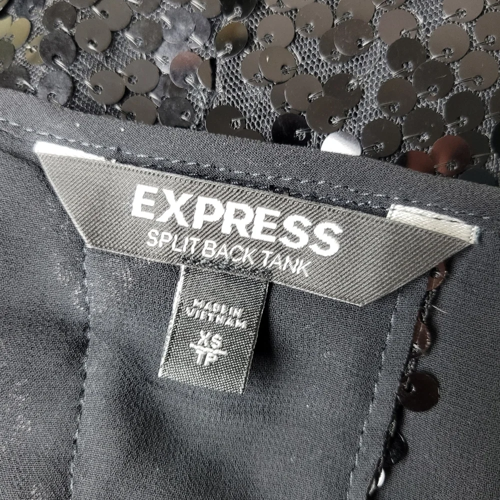 NWOT Express Black Sequin Tank Top - Picture 10 of 12